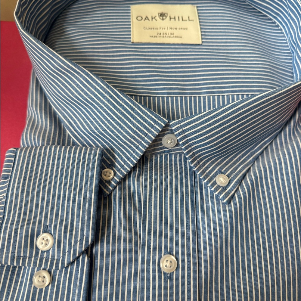 DXL Size 6 Blue Striped Men's Shirt - Picture 6 of 15